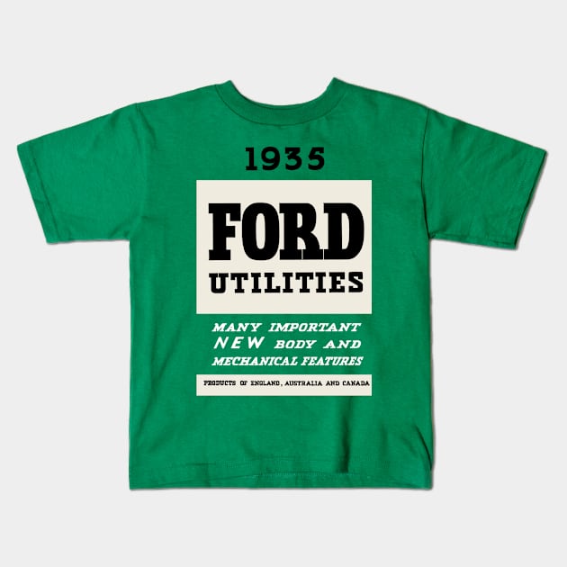 1935 FORD UTILITIES - brochure Kids T-Shirt by Throwback Motors